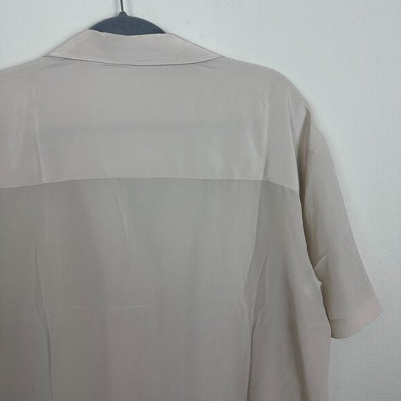 Aritzia Babaton Academy Silk Short Sleeve Blouse L Matter Pearl Minimalist Conte - Picture 9 of 14